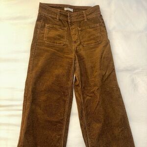 Women's Corduroy Cropped Brown Jeans